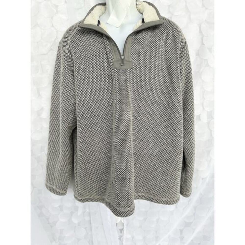 ORVIS Mens Extra Large XL Gray Quarter 1/4 Zip Pullover Textured Fleece Lined